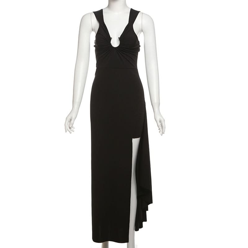 Radiant Plum O-Ring High Slit Maxi Dress – Your Fall & Holiday Party Statement