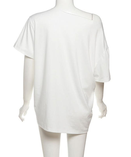 Fall Bloom Oversized Off-Shoulder Tee | Chic Abstract Floral Graphic Top