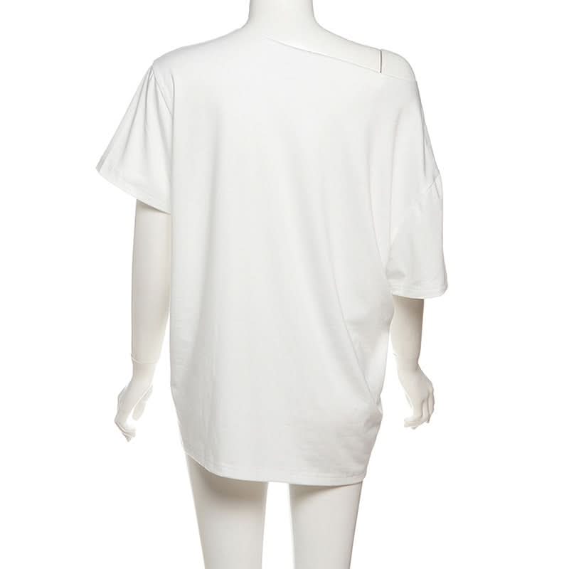 Fall Bloom Oversized Off-Shoulder Tee | Chic Abstract Floral Graphic Top