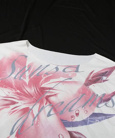 Fall Bloom Oversized Off-Shoulder Tee | Chic Abstract Floral Graphic Top