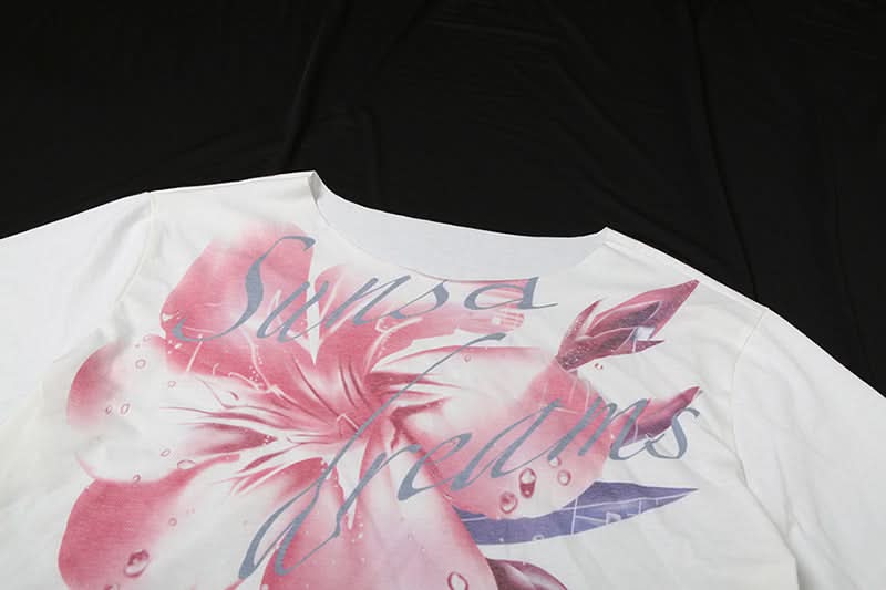 Fall Bloom Oversized Off-Shoulder Tee | Chic Abstract Floral Graphic Top