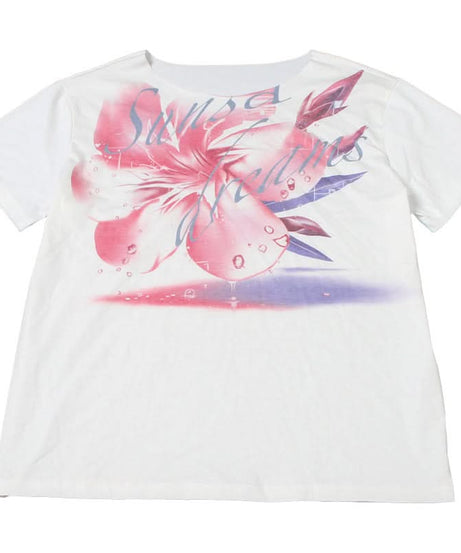 Fall Bloom Oversized Off-Shoulder Tee | Chic Abstract Floral Graphic Top