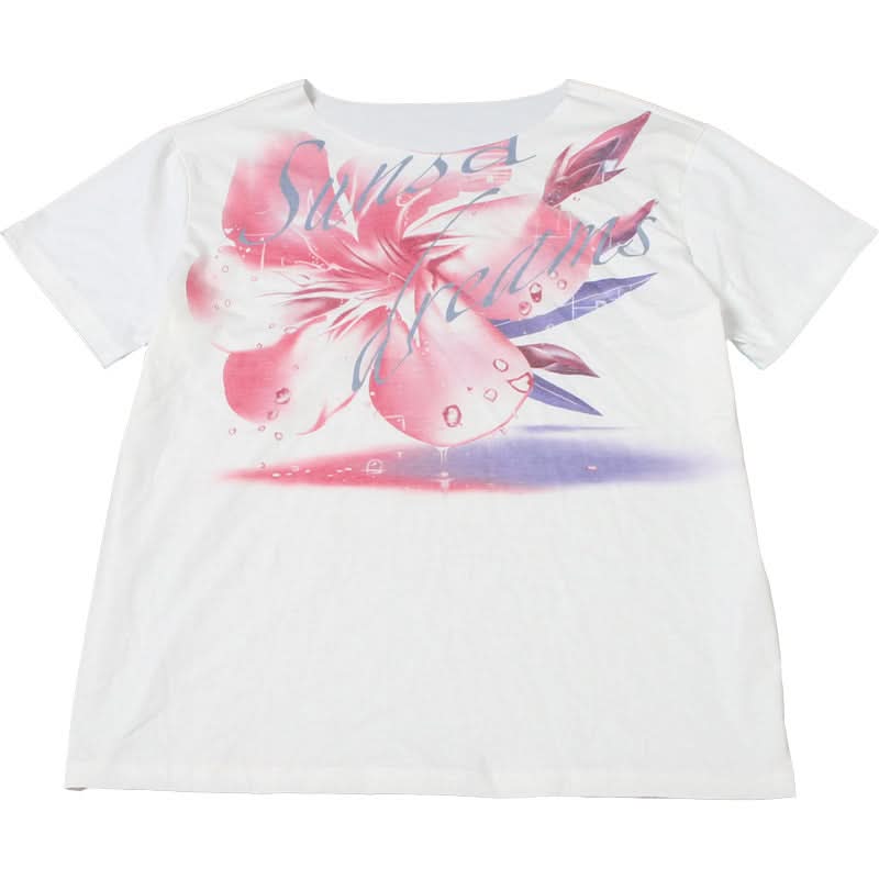 Fall Bloom Oversized Off-Shoulder Tee | Chic Abstract Floral Graphic Top