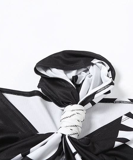 Effortless Edge: Black & White Twist-Front Halter Crop Top | American Fall Street Style