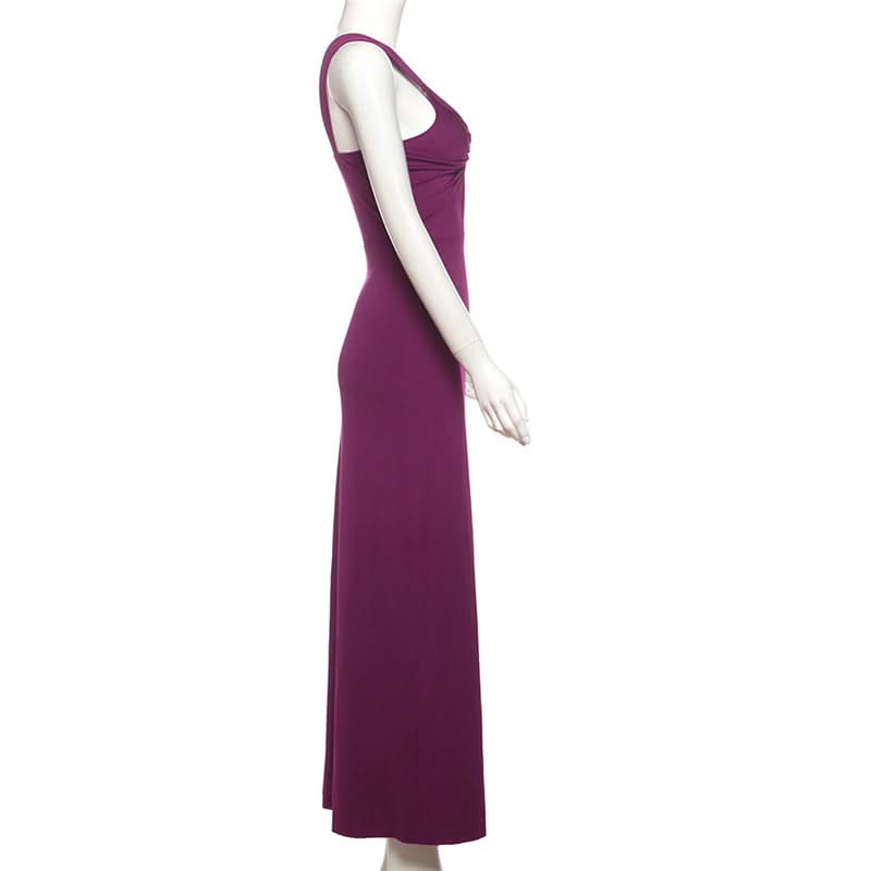 Radiant Plum O-Ring High Slit Maxi Dress – Your Fall & Holiday Party Statement