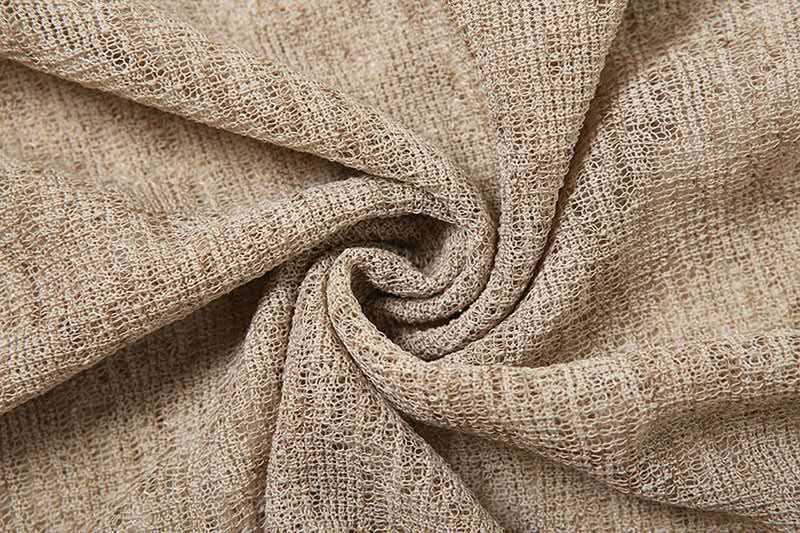 Effortless Fall Flow: Sheer Knit Asymmetric Ruffle Cowl Neck Tunic