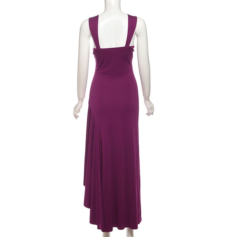 Radiant Plum O-Ring High Slit Maxi Dress – Your Fall & Holiday Party Statement