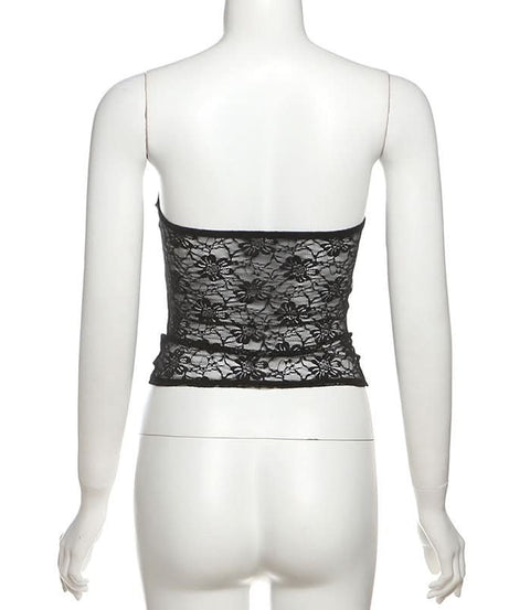 Chic Pinstripe & Lace Strapless Bustier Top | Fall Fashion & Holiday Party Ready