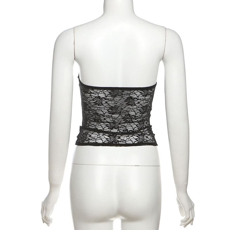 Chic Pinstripe & Lace Strapless Bustier Top | Fall Fashion & Holiday Party Ready