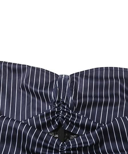 Chic Pinstripe & Lace Strapless Bustier Top | Fall Fashion & Holiday Party Ready