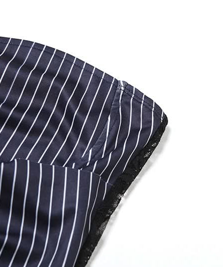 Chic Pinstripe & Lace Strapless Bustier Top | Fall Fashion & Holiday Party Ready