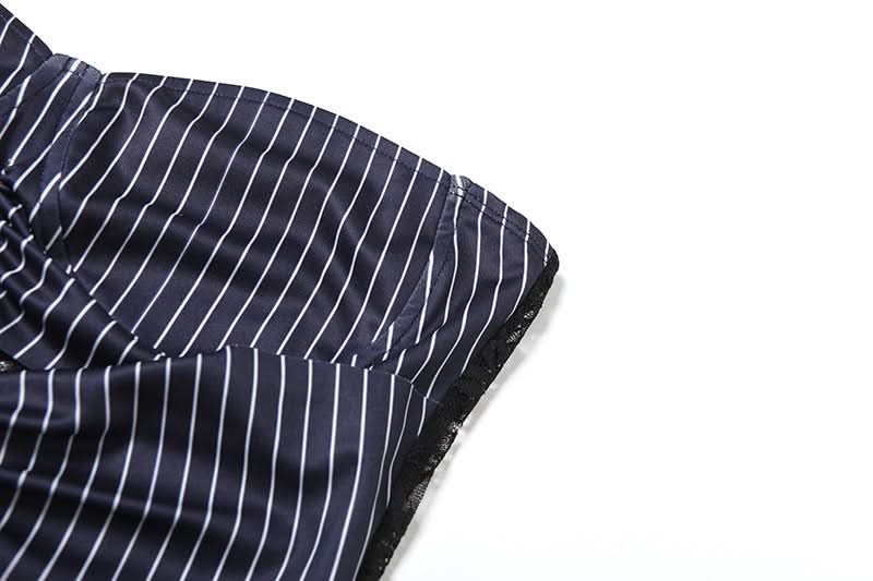 Chic Pinstripe & Lace Strapless Bustier Top | Fall Fashion & Holiday Party Ready