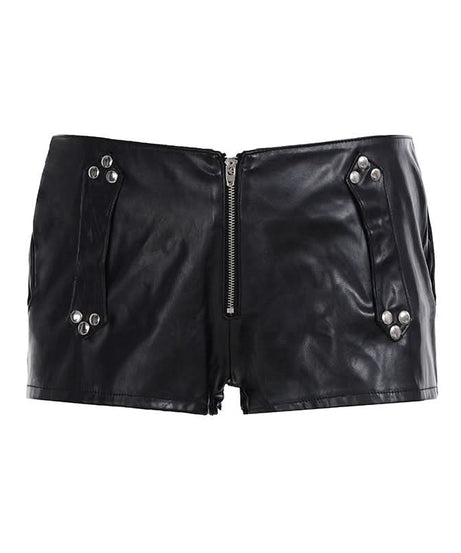 Unleash Your Edge: Studded Faux Leather Buckle Hot Shorts - Fall & Halloween Ready!