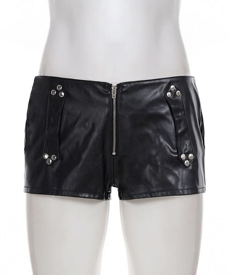 Unleash Your Edge: Studded Faux Leather Buckle Hot Shorts - Fall & Halloween Ready!