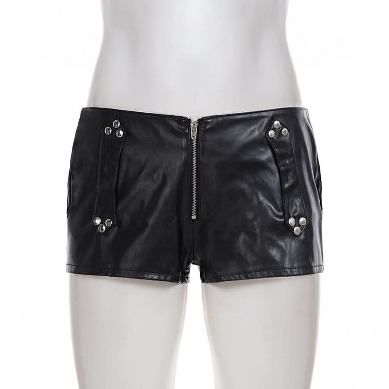 Unleash Your Edge: Studded Faux Leather Buckle Hot Shorts - Fall & Halloween Ready!