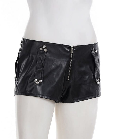 Unleash Your Edge: Studded Faux Leather Buckle Hot Shorts - Fall & Halloween Ready!