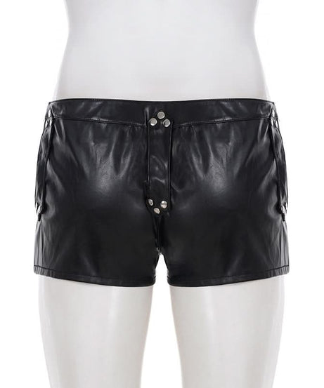 Unleash Your Edge: Studded Faux Leather Buckle Hot Shorts - Fall & Halloween Ready!