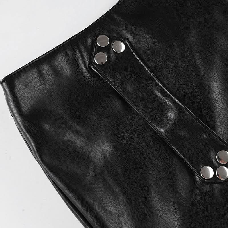 Unleash Your Edge: Studded Faux Leather Buckle Hot Shorts - Fall & Halloween Ready!