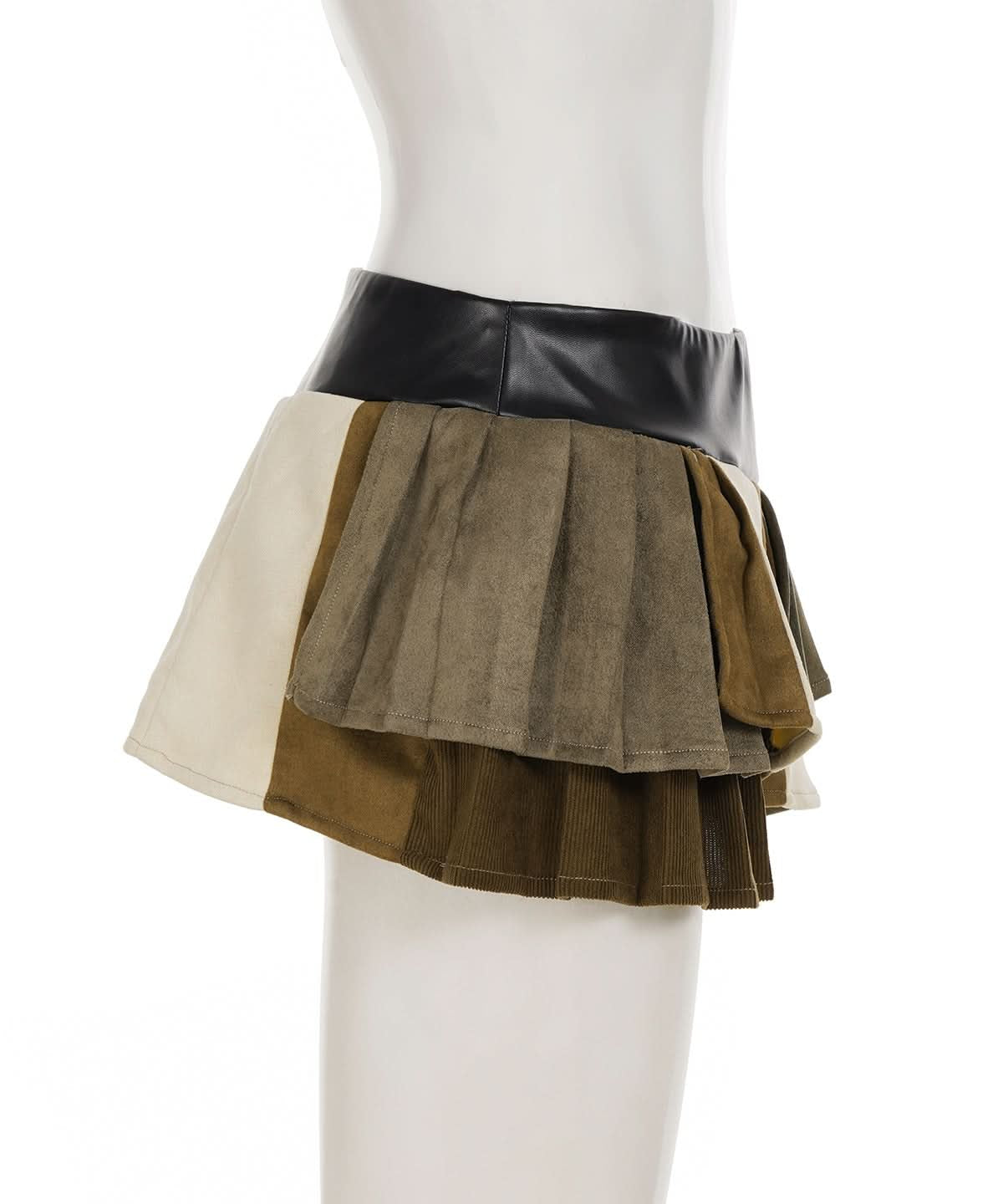 Y2K Edgy Patchwork Pleated Mini Skirt | Autumn Low-Rise Chain Detail