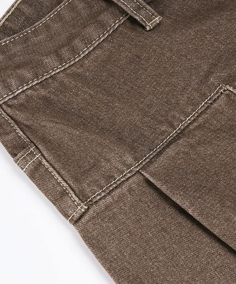 Effortless Fall Chic: Women's High-Waisted Wide-Leg Brown Stretch Jeans