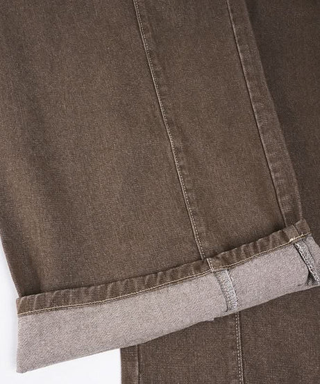 Effortless Fall Chic: Women's High-Waisted Wide-Leg Brown Stretch Jeans