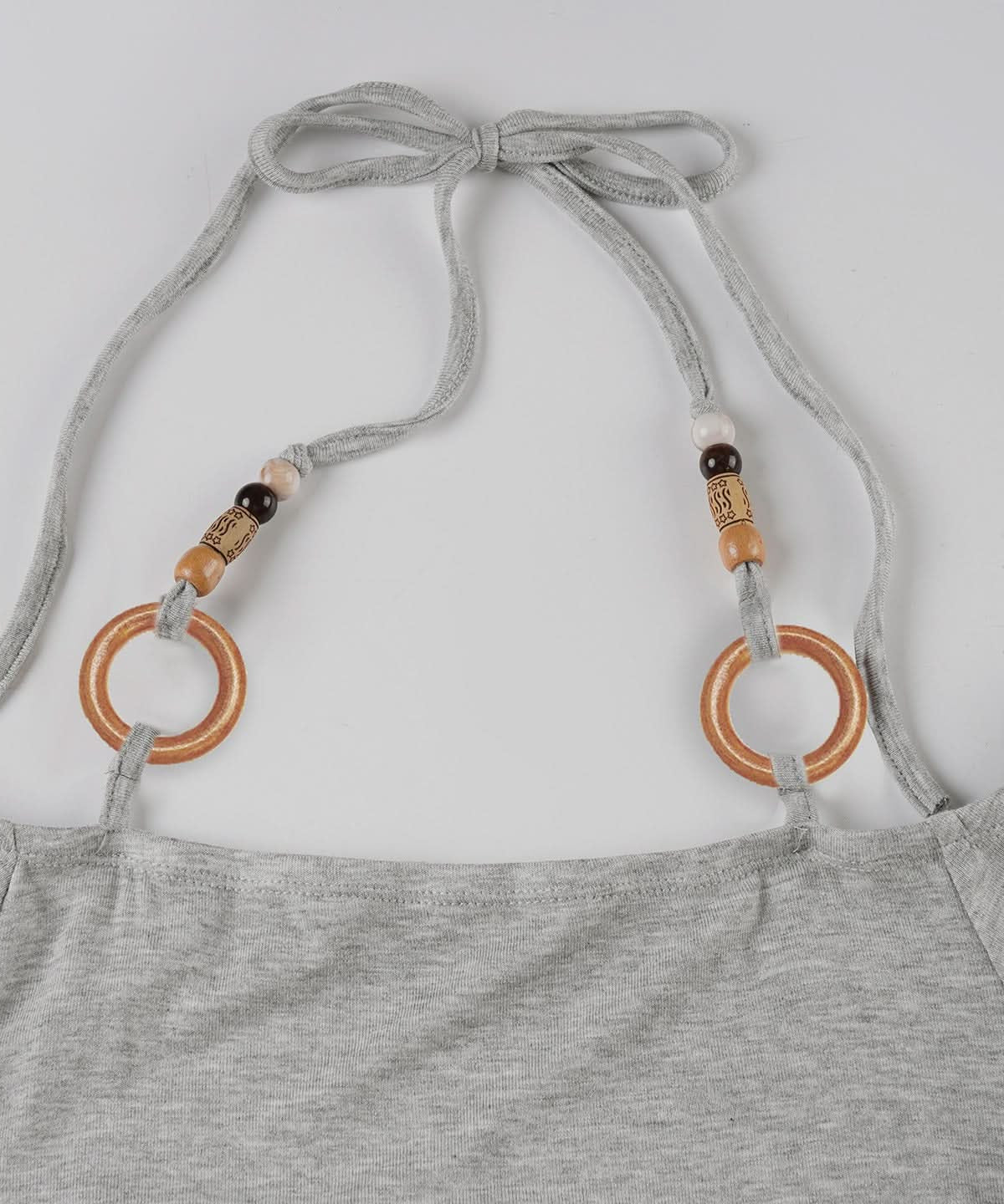 Autumn Breeze: Chic Ruched Off-Shoulder Halter Top with Boho O-Rings