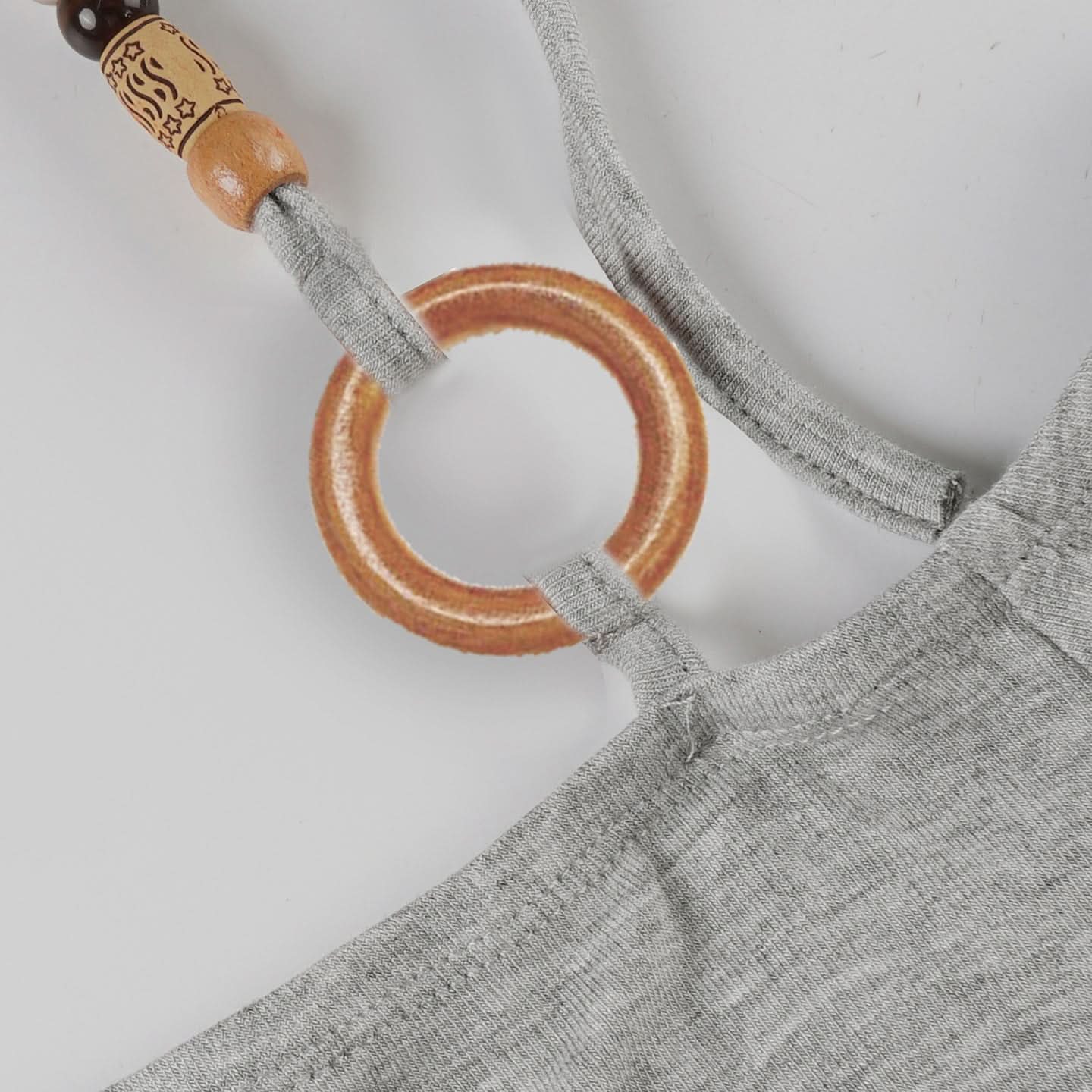 Autumn Breeze: Chic Ruched Off-Shoulder Halter Top with Boho O-Rings