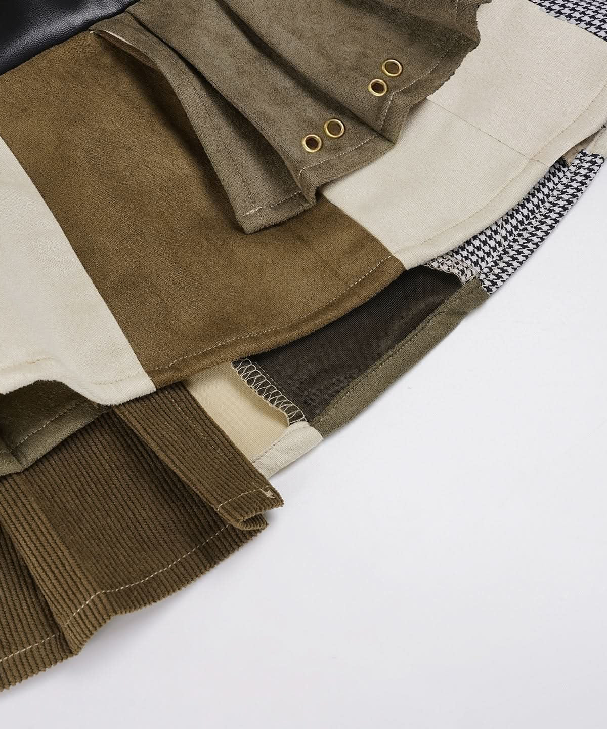 Y2K Edgy Patchwork Pleated Mini Skirt | Autumn Low-Rise Chain Detail