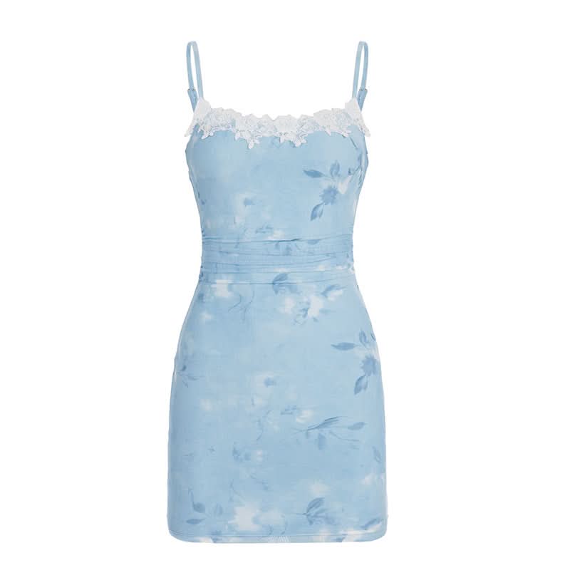 Chic Sky Blue Floral Lace Bodycon Mini Dress - Effortless Style for Date Night & Fall Getaways