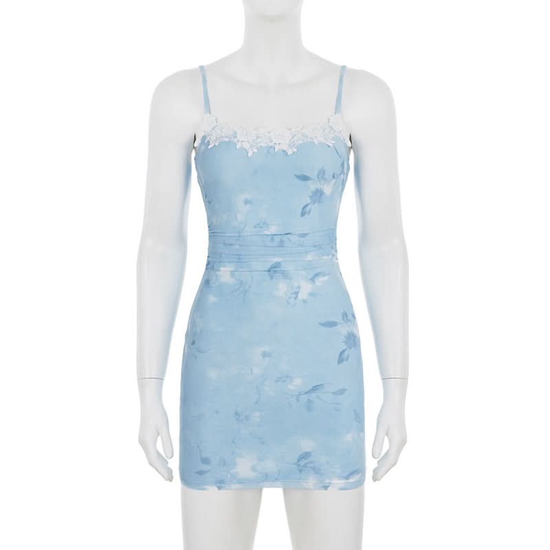 Chic Sky Blue Floral Lace Bodycon Mini Dress - Effortless Style for Date Night & Fall Getaways