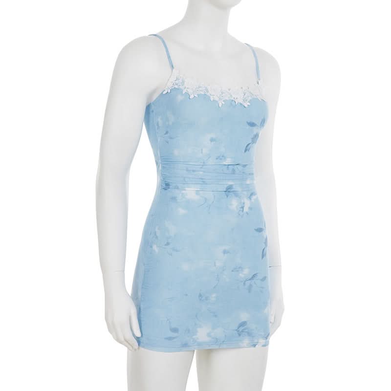 Chic Sky Blue Floral Lace Bodycon Mini Dress - Effortless Style for Date Night & Fall Getaways