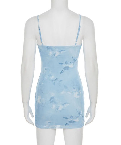 Chic Sky Blue Floral Lace Bodycon Mini Dress - Effortless Style for Date Night & Fall Getaways