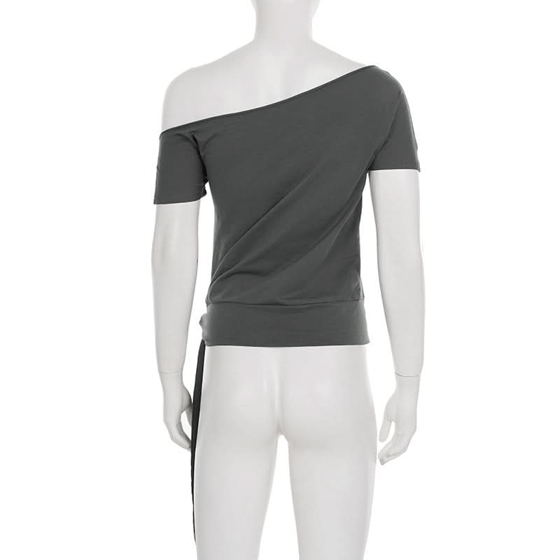 Regal Rebel Off-Shoulder Knotted Graphic Top | Fall's Edgy Chic Statement