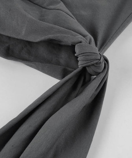 Regal Rebel Off-Shoulder Knotted Graphic Top | Fall's Edgy Chic Statement