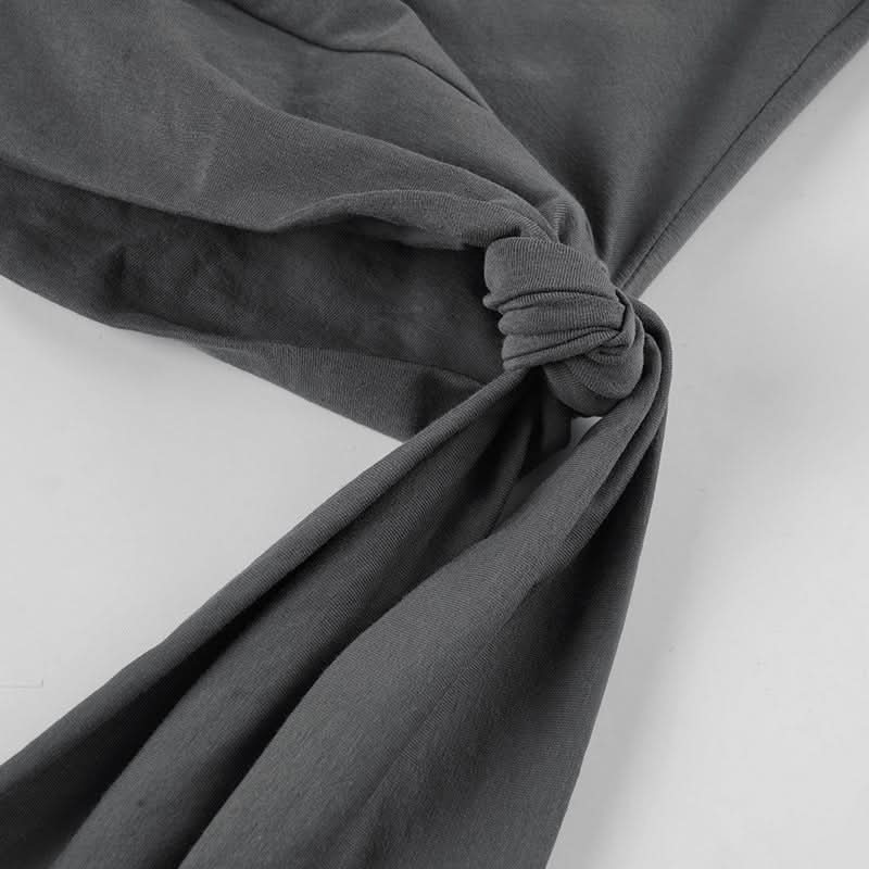 Regal Rebel Off-Shoulder Knotted Graphic Top | Fall's Edgy Chic Statement