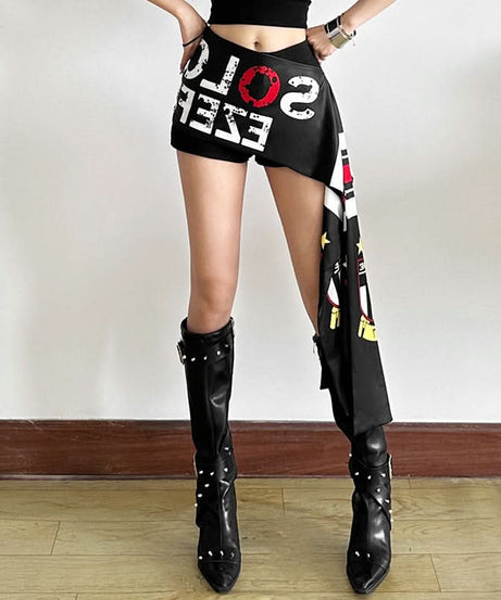 Martine Rose-Inspired Graphic Scarf-Belt Shorts – Edgy Fall Party Essential for Women