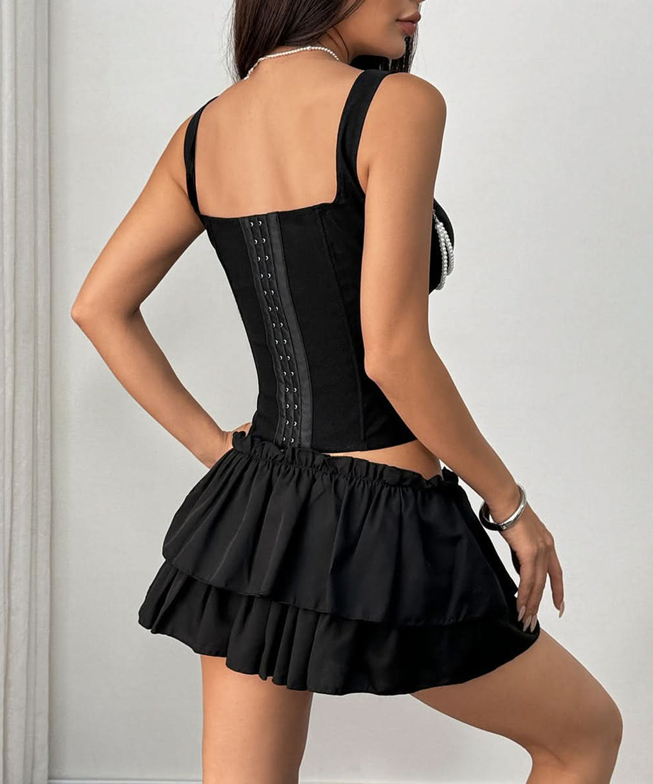 Romantic Coquette Pearl & Lace Corset Bustier Top - Fall Party & Halloween Ready!