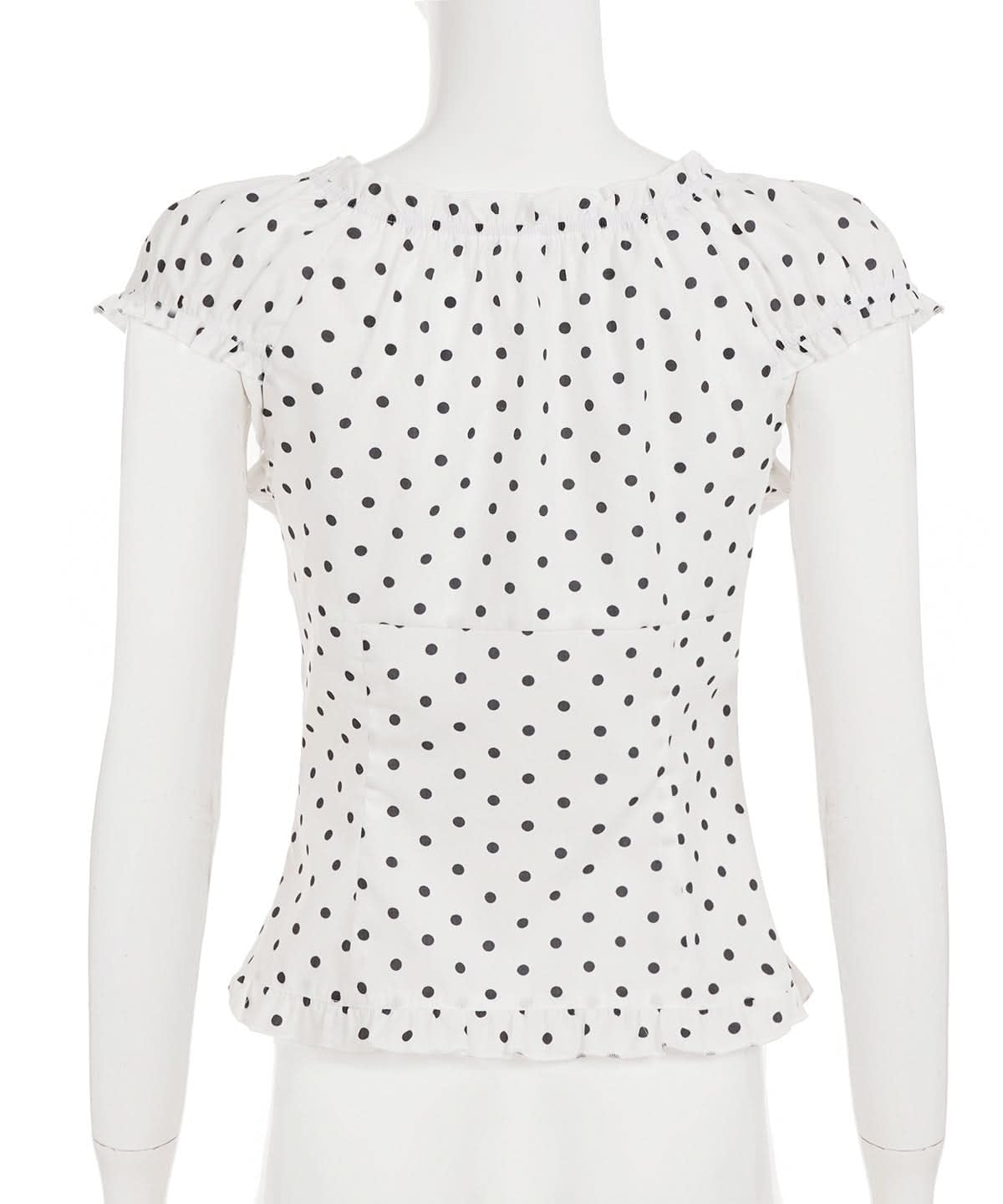 Darling White Polka Dot Puff Sleeve Blouse - Chic Button-Front Ruffle Top