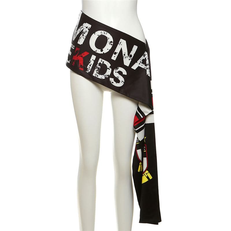 Martine Rose-Inspired Graphic Scarf-Belt Shorts – Edgy Fall Party Essential for Women