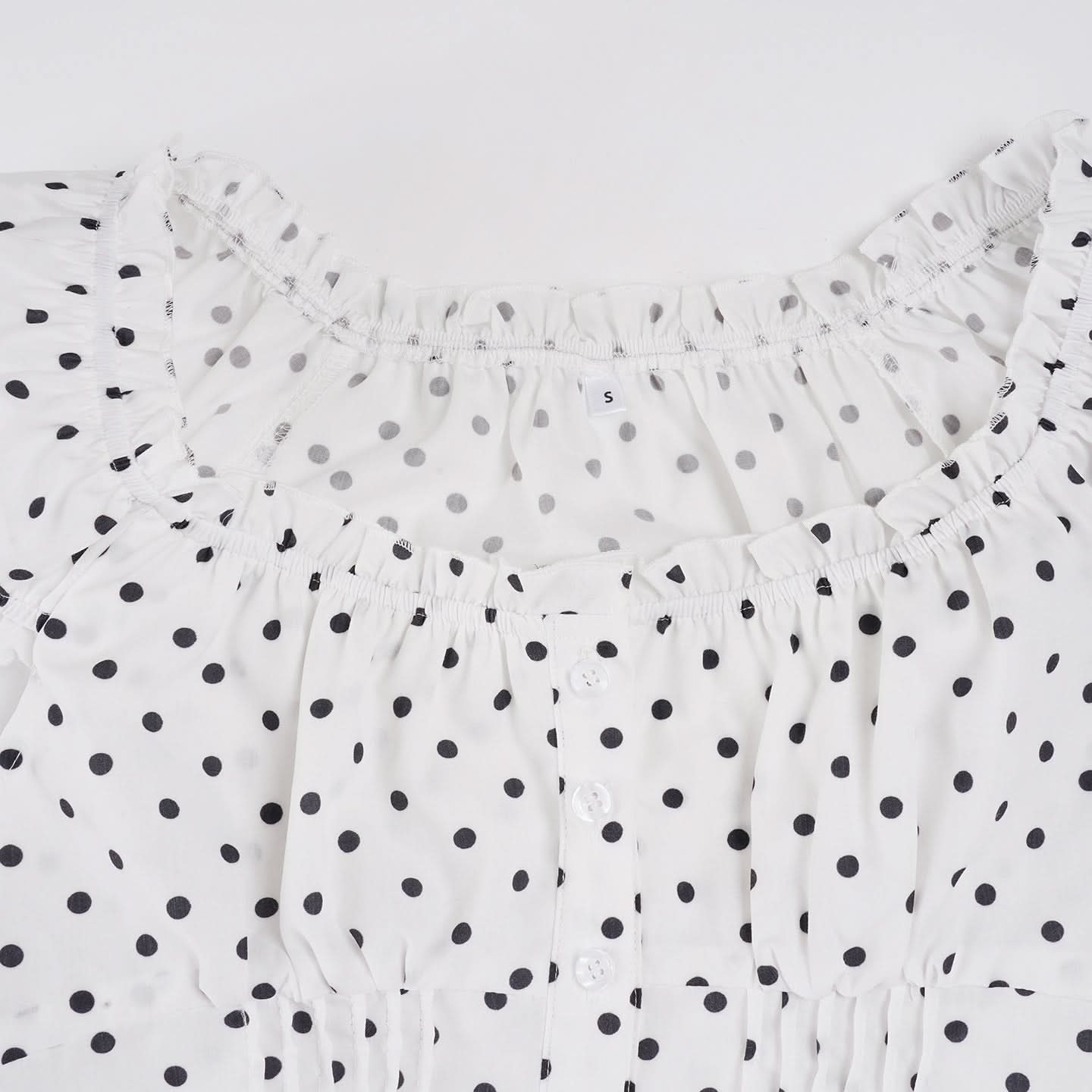 Darling White Polka Dot Puff Sleeve Blouse - Chic Button-Front Ruffle Top