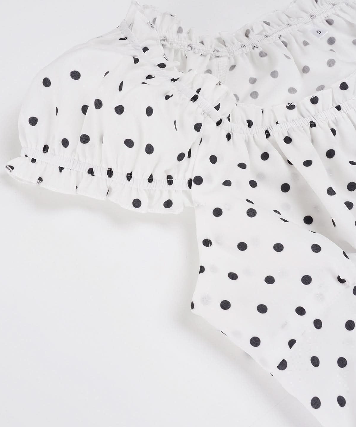 Darling White Polka Dot Puff Sleeve Blouse - Chic Button-Front Ruffle Top