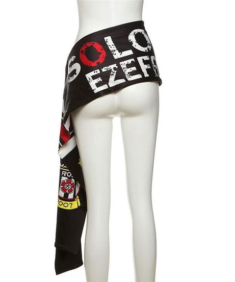 Martine Rose-Inspired Graphic Scarf-Belt Shorts – Edgy Fall Party Essential for Women