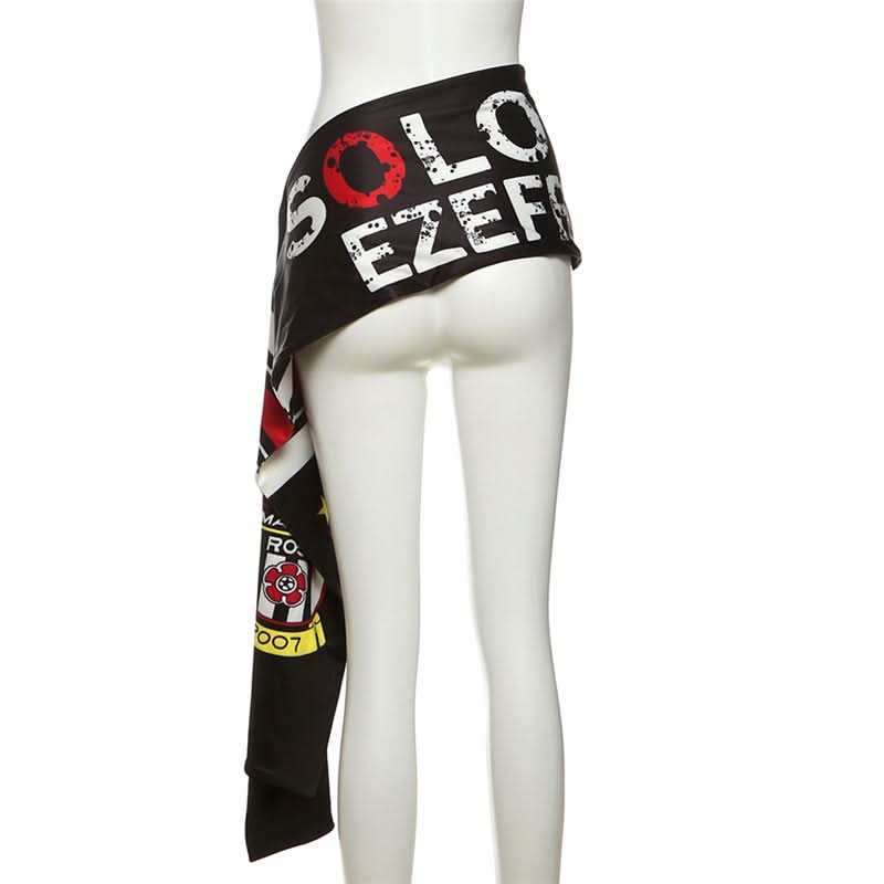 Martine Rose-Inspired Graphic Scarf-Belt Shorts – Edgy Fall Party Essential for Women