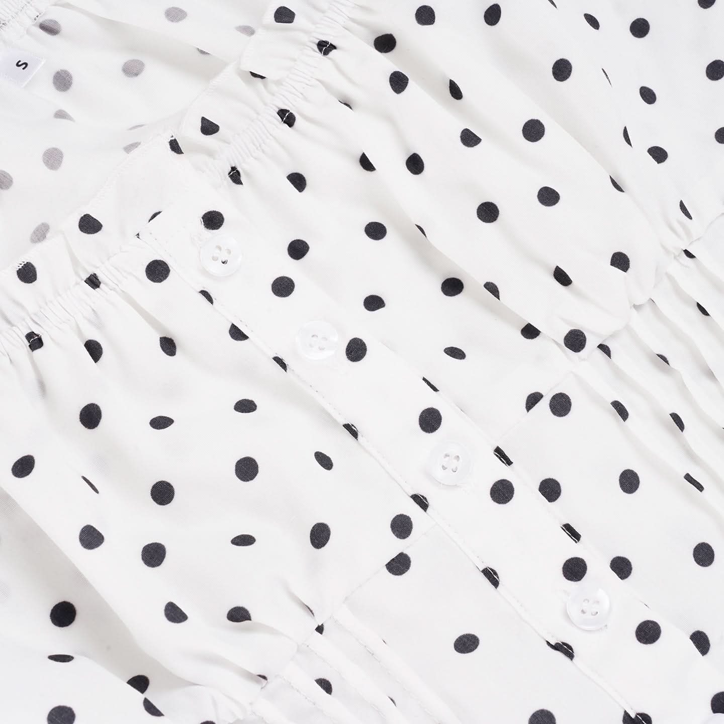 Darling White Polka Dot Puff Sleeve Blouse - Chic Button-Front Ruffle Top