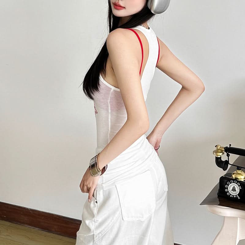 Edgy Rhinestone Cross Tank Top | Y2K Glam for Fall & Halloween Parties