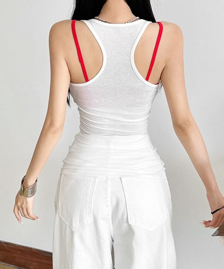 Edgy Rhinestone Cross Tank Top | Y2K Glam for Fall & Halloween Parties