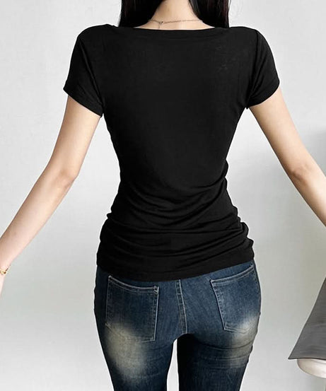 Edgy Chic Studded Cross V-Neck Top - Y2K Inspired Fall Fashion Essential