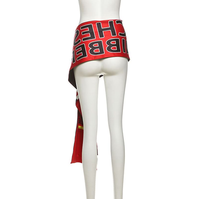 Edgy Reversible Graphic Letter & Racing Check Statement Sash Belt - Fall's Boldest Accessory