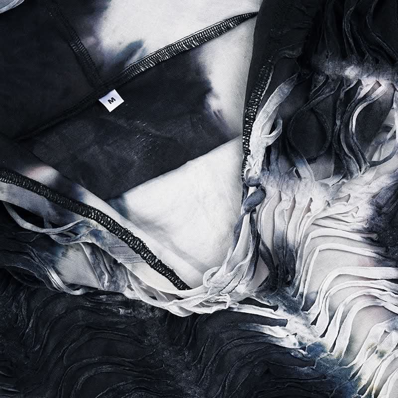 Edgy Grunge Tie-Dye Distressed Hooded Crop Top - Your Fall Fashion Statement