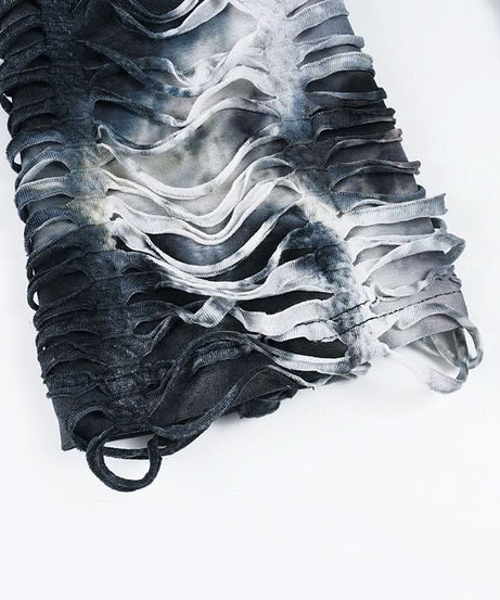 Edgy Grunge Tie-Dye Distressed Hooded Crop Top - Your Fall Fashion Statement